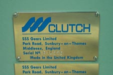 SSS nameplate with serial number on an encased clutch.